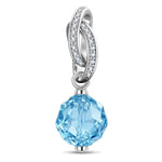 March Birthstone Tarnish-resistant Silver Dangle Charms In White Gold Plated -  Handcrafted with Swarovski® Crystals