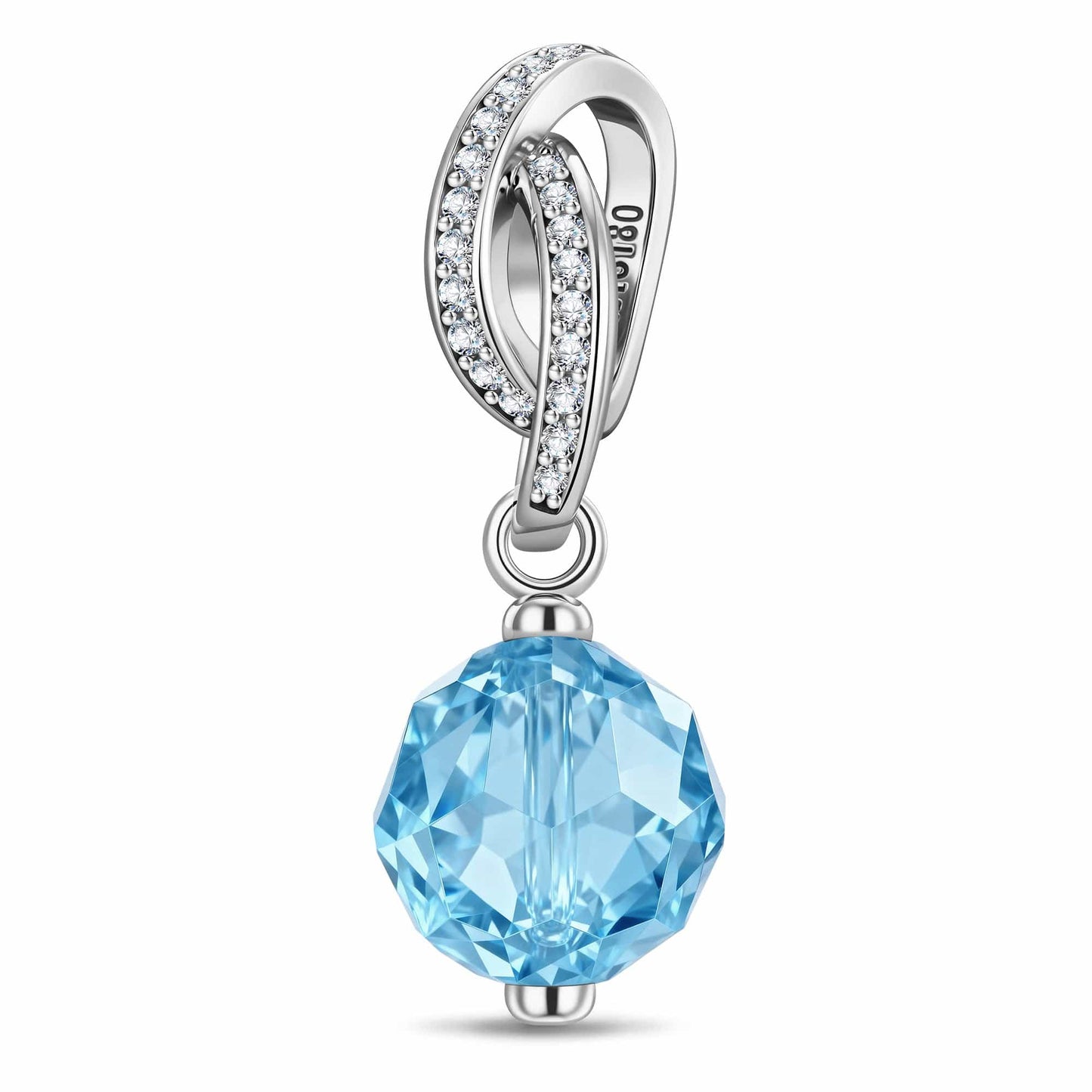 March Birthstone Tarnish-resistant Silver Dangle Charms In White Gold Plated -  Handcrafted with Swarovski® Crystals