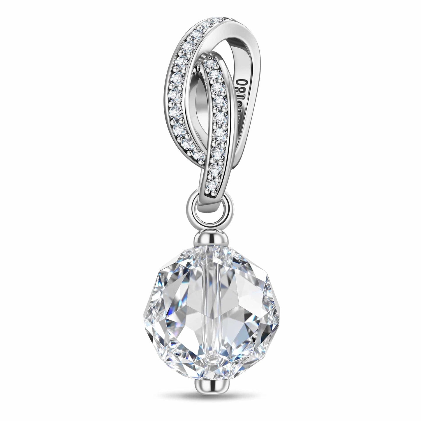 April Birthstone Tarnish-resistant Silver Dangle Charms In White Gold Plated -  Handcrafted with Swarovski® Crystals