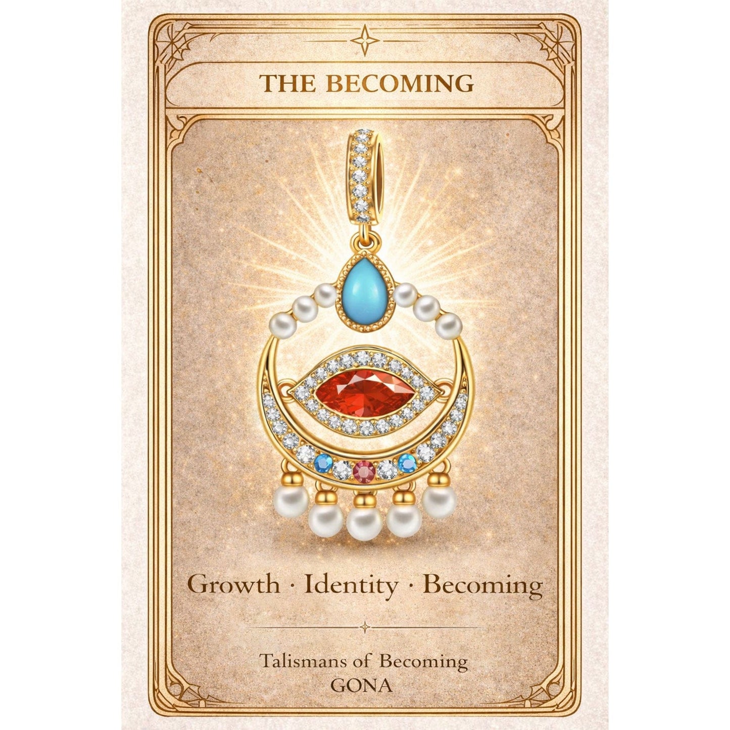 Eye of Horus Dangle Charms Gold-Tone Tarnish-Resistant Silver with Natural Turquoise & Red Marquise-Cut Swarovski® Crystal