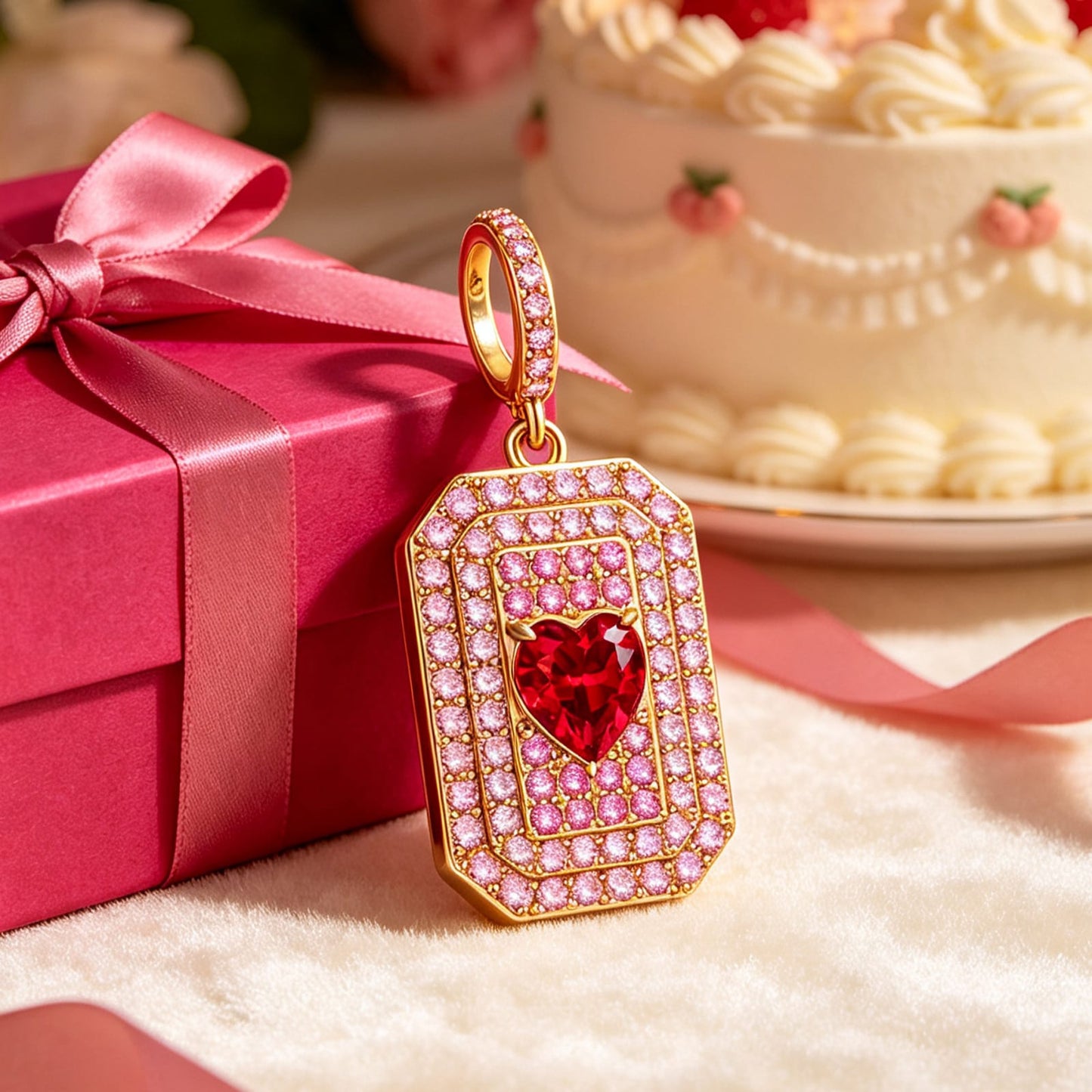 Frame of the Heart Tarnish-resistant Silver Dangle Charms In 14K Gold Plated - Handcrafted with Swarovski® Crystals