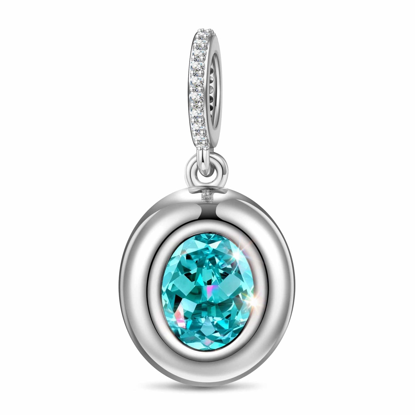 Turquoise Luxe Abstract Tarnish-resistant Silver Dangle Charms In White Gold Plated - Handcrafted with Swarovski® Crystals