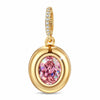 Light Rose Oval Dangle Charm in 14K Gold Plated Tarnish-Resistant Silver — Handcrafted with Swarovski Crystals