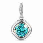 Opulent Azure Essence Tarnish-resistant Silver Dangle Charms In White Gold Plated - Handcrafted with Swarovski® Crystals