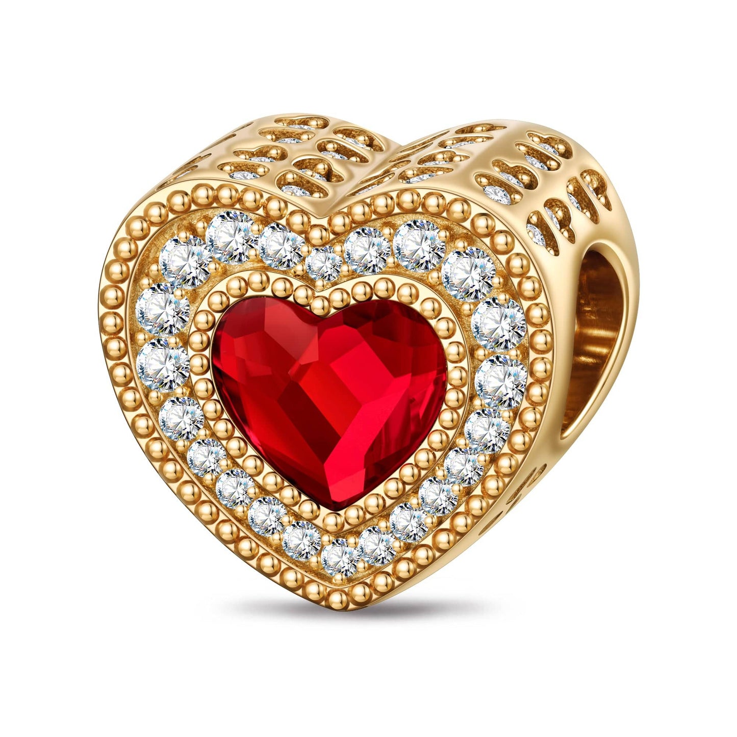 Filled with Love Tarnish-resistant Silver Charms In 14K Gold Plated - Handcrafted with Swarovski® Crystals