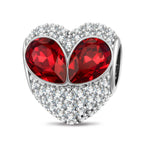 Radiant Ruby Heart Tarnish-resistant Silver Charms In White Gold Plated - Handcrafted with Swarovski® Crystals