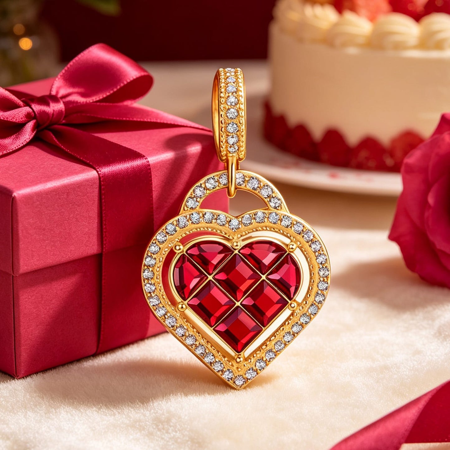 Sweet Elegance Tarnish-resistant Silver Dangle Charms In 14K Gold Plated - Handcrafted with Swarovski® Crystals