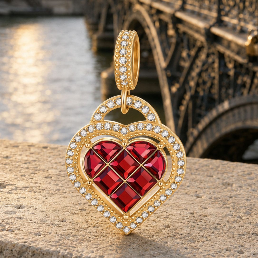 Sweet Elegance Tarnish-resistant Silver Dangle Charms In 14K Gold Plated - Handcrafted with Swarovski® Crystals