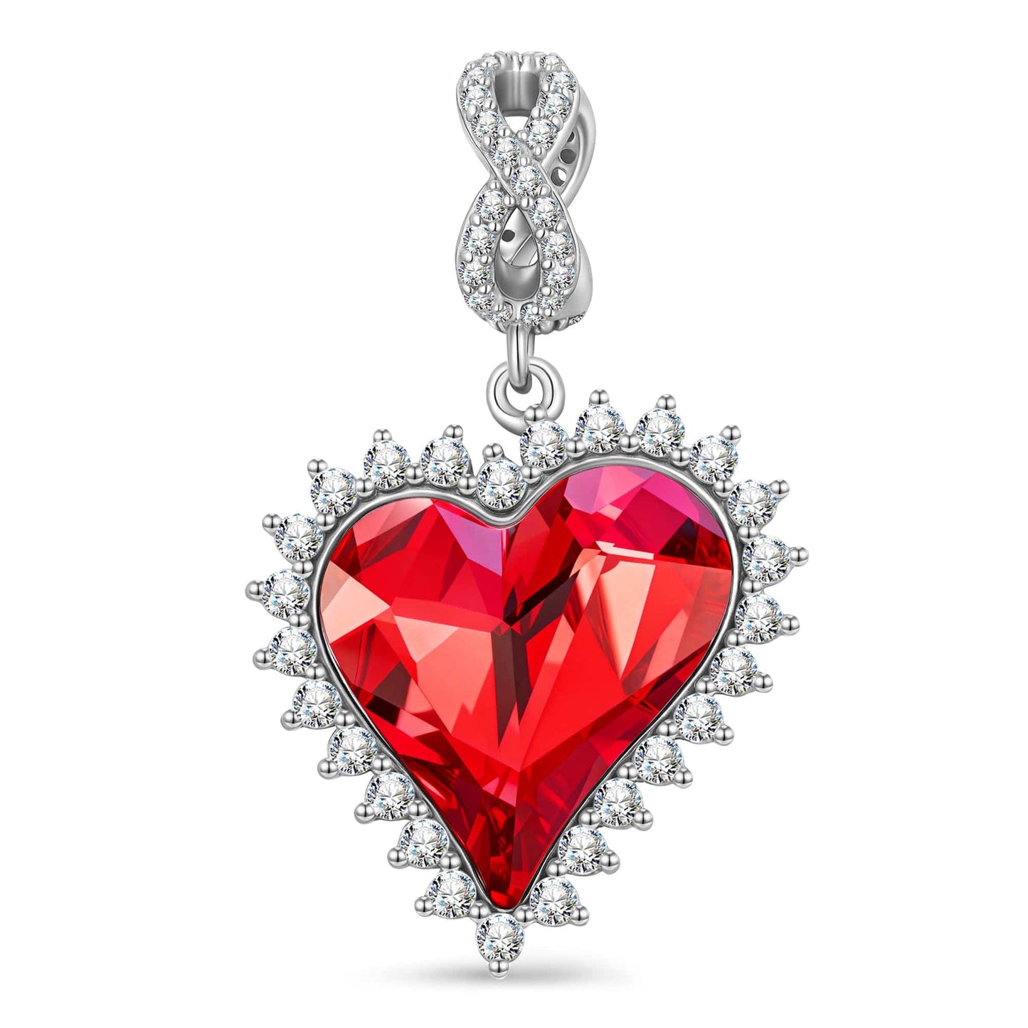 Crimson Delight Tarnish-resistant Silver Dangle Charms In White Gold Plated - Handcrafted with Swarovski® Crystals