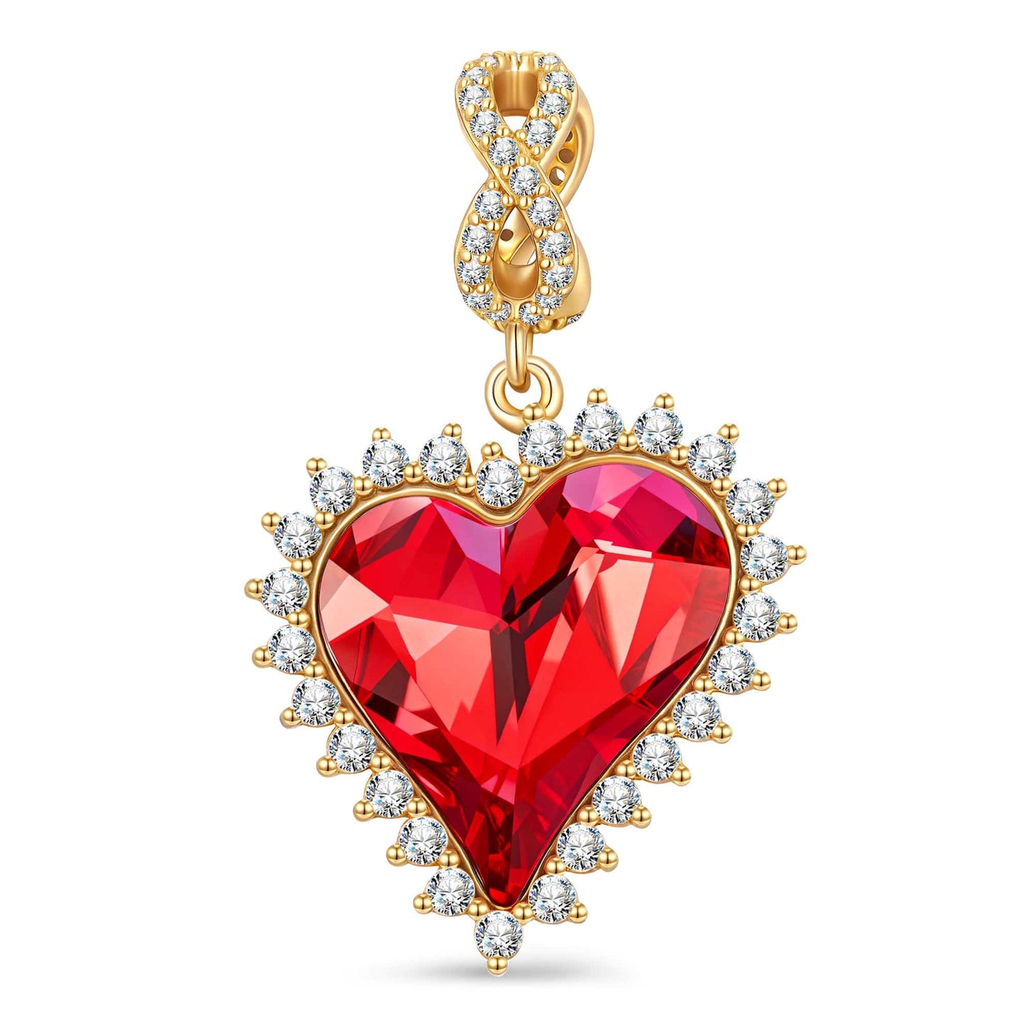 Crimson Delight Tarnish-resistant Silver Dangle Charms In 14K Gold Plated - Handcrafted with Swarovski® Crystals