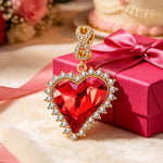 Crimson Delight Tarnish-resistant Silver Dangle Charms In 14K Gold Plated - Handcrafted with Swarovski® Crystals