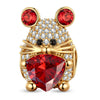Ruby Sparkle Mouse Tarnish-resistant Silver Charms In 14K Gold Plated - Handcrafted with Swarovski® Crystals