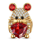 Ruby Sparkle Mouse Tarnish-resistant Silver Charms In 14K Gold Plated - Handcrafted with Swarovski® Crystals