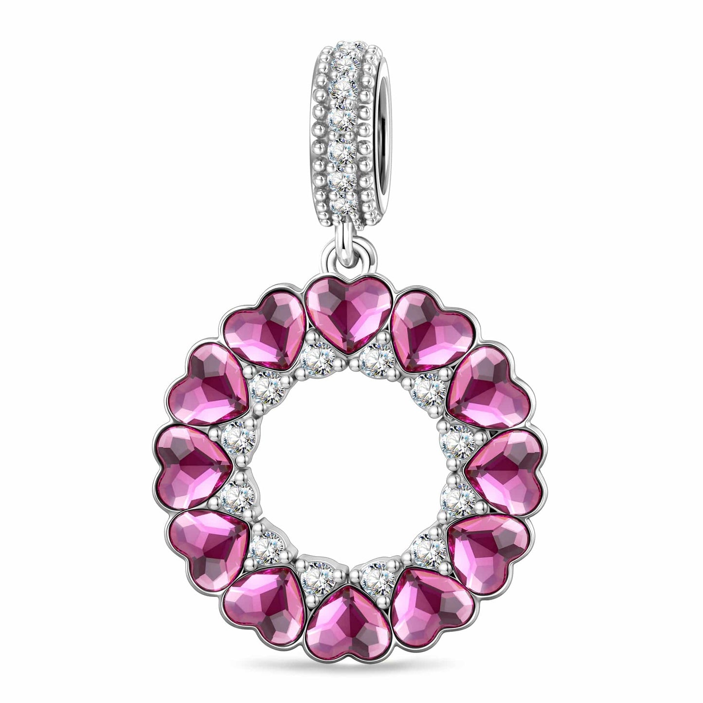 Harmonious Heart Tarnish-resistant Silver Dangle Charms In White Gold Plated - Handcrafted with Swarovski® Crystals