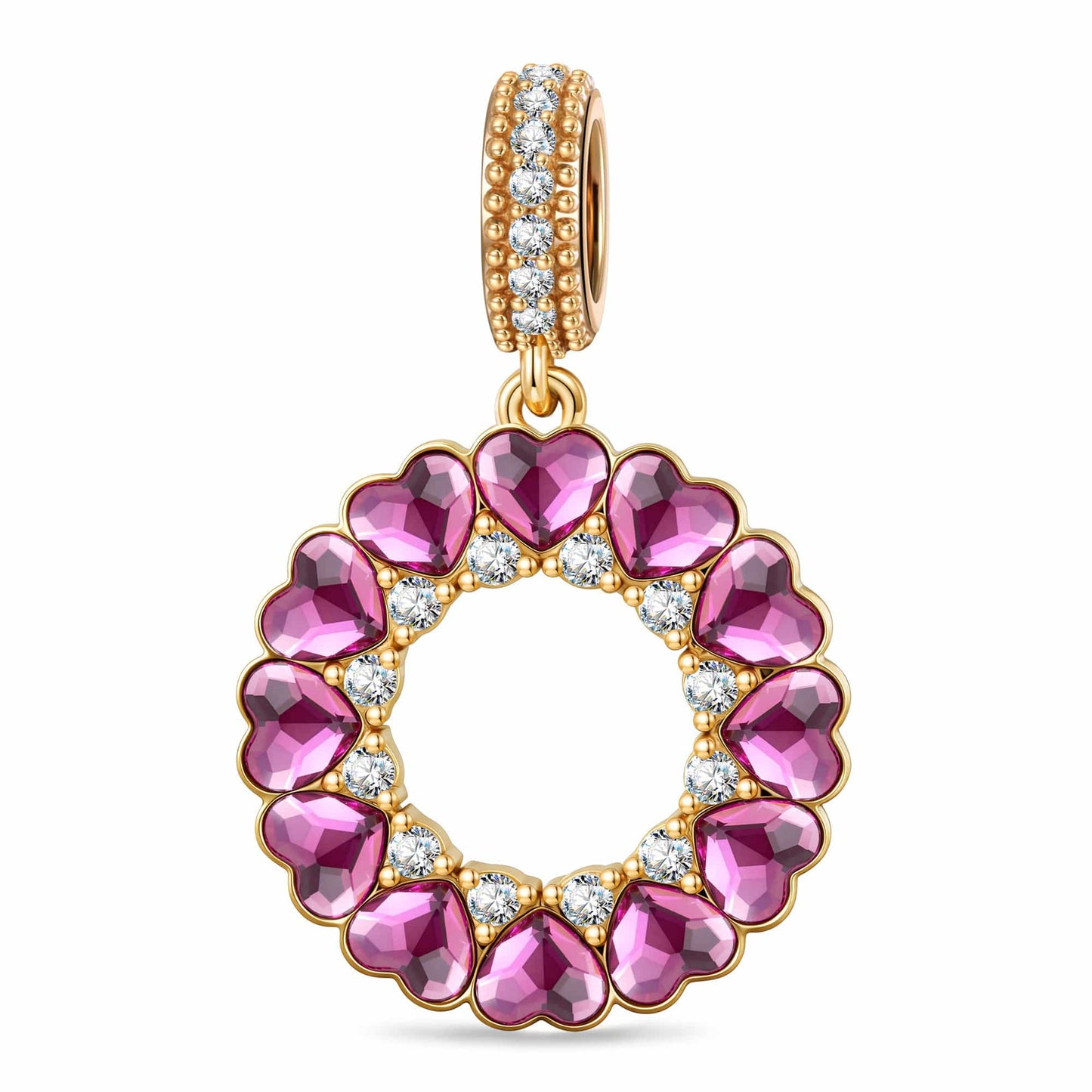 Harmonious Heart Tarnish-resistant Silver Dangle Charms In 14K Gold Plated - Handcrafted with Swarovski® Crystals