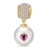 Valentine's Heart Tarnish-Resistant Silver Dangle Charm in 14K Gold Plated - Handcrafted with SWAROVSKI® Pearls and Crystals