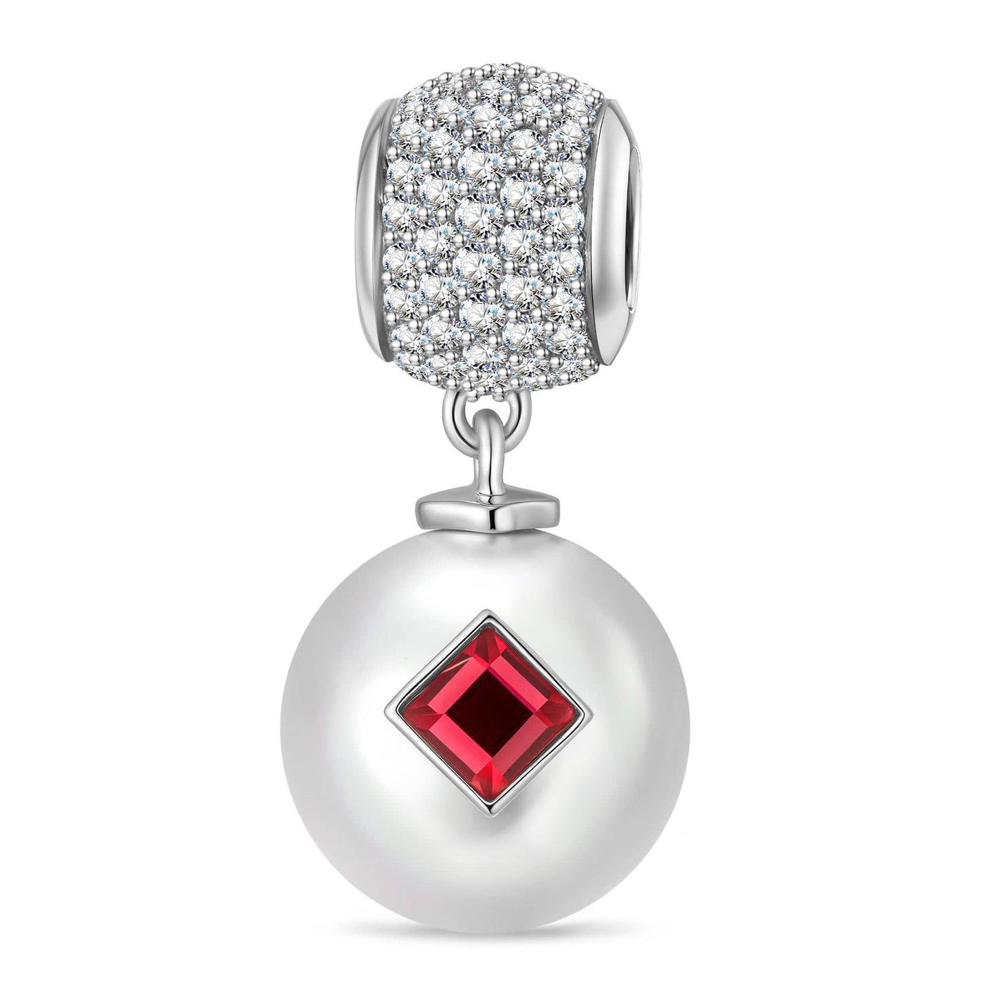 Eternal Love Tarnish-Resistant Silver Dangle Charm in White Gold Plated - Handcrafted with SWAROVSKI® Pearls and Crystals
