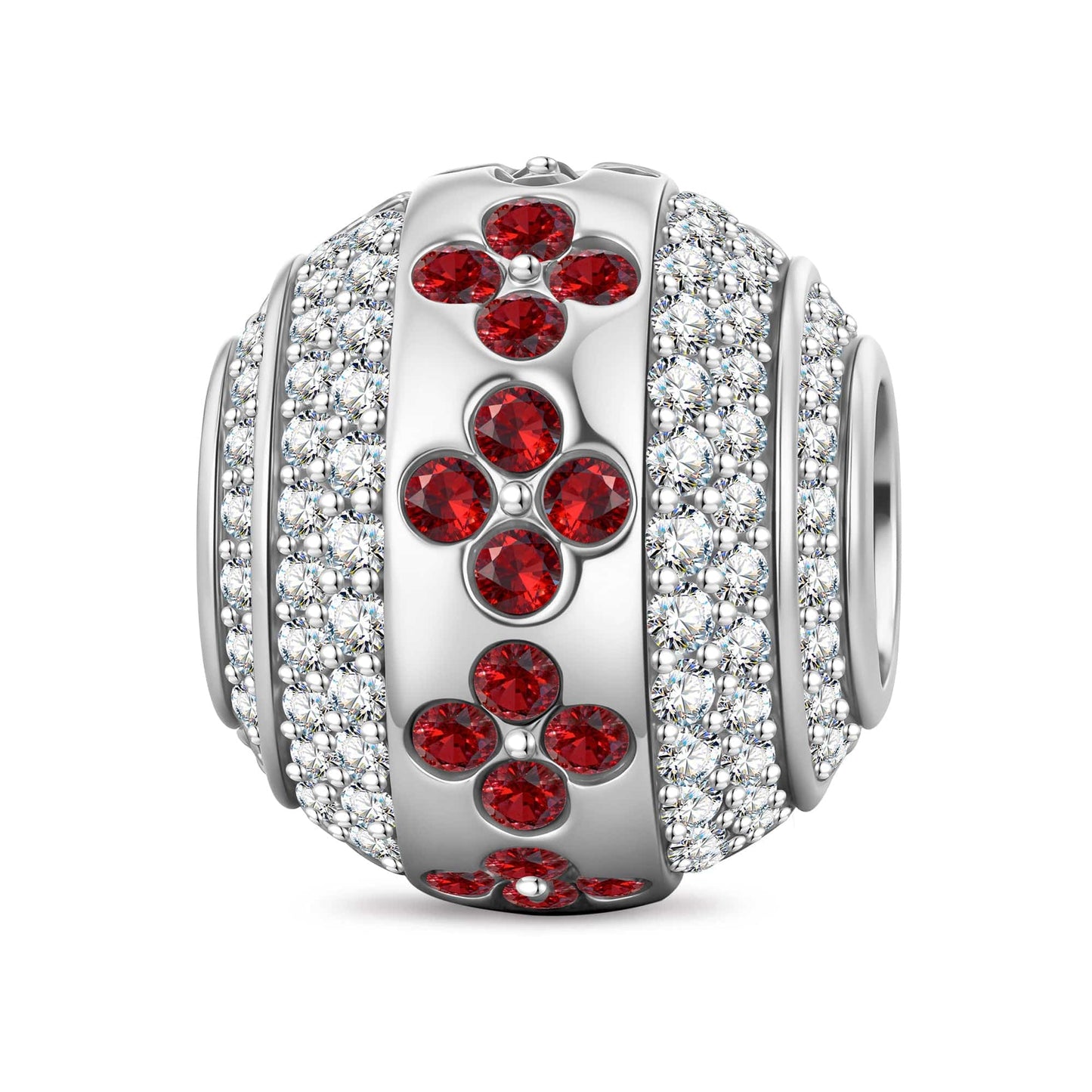 Petal Imprint Tarnish-resistant Silver Charms In White Gold Plated - Handcrafted with Swarovski® Crystals