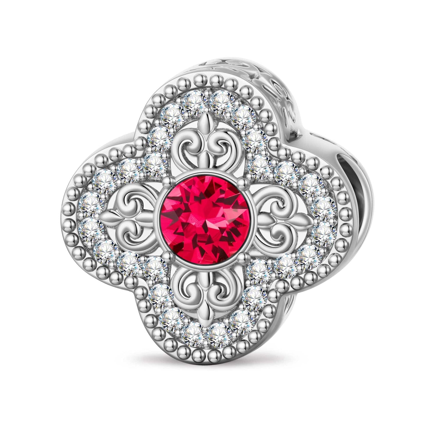 Symbolic Sequence Tarnish-resistant Silver Charms In White Gold Plated - Handcrafted with Swarovski® Crystals