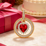 Heart's Circular Dance Tarnish-resistant Silver Dangle Charms In 14K Gold Plated - Handcrafted with Swarovski® Crystals
