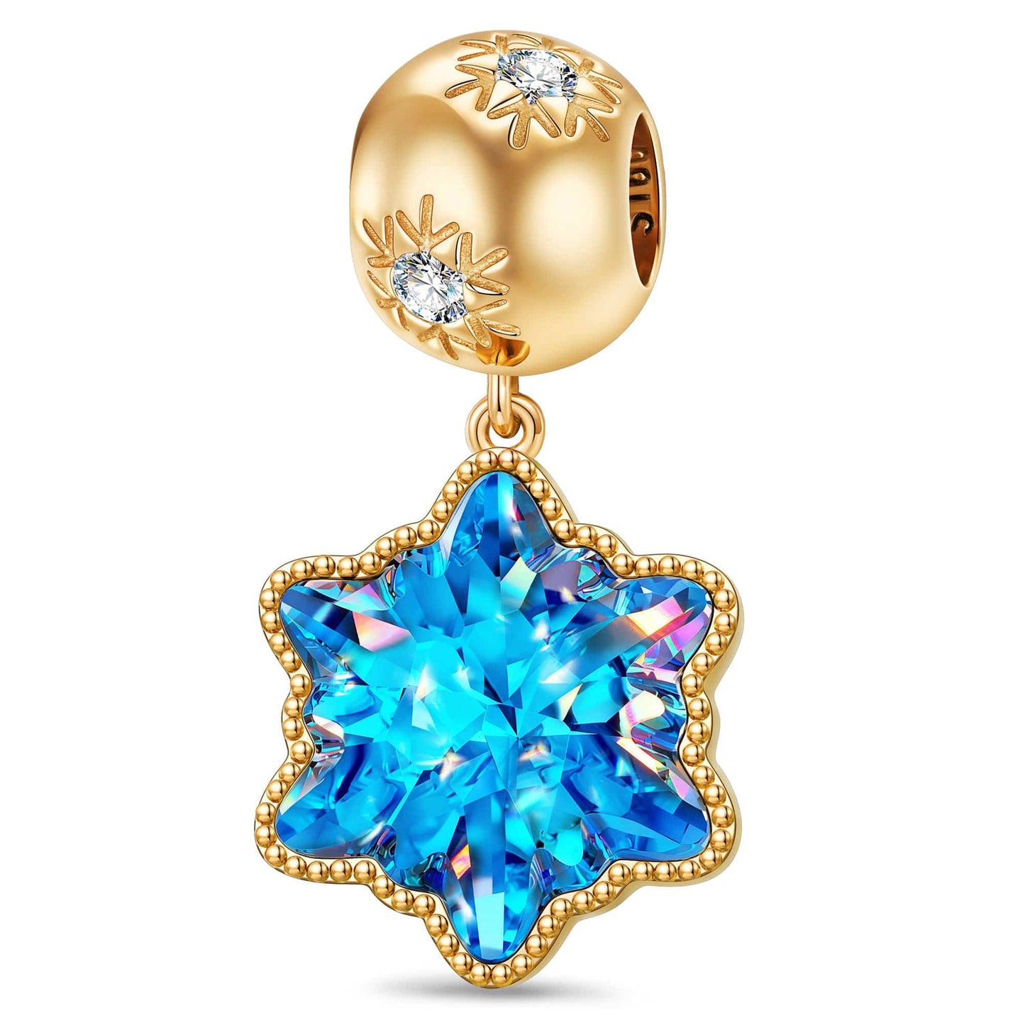 Star of Love Tarnish-resistant Silver Dangle Charms In 14K Gold Plated - Handcrafted with Swarovski® Crystals