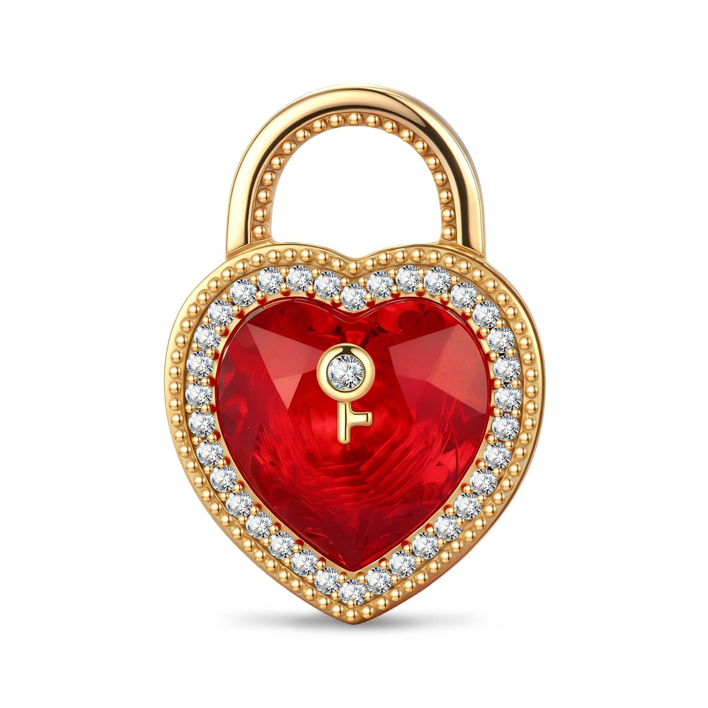 Passionate Key Tarnish-resistant Silver Dangle Charms In 14K Gold Plated - Handcrafted with Swarovski® Crystals