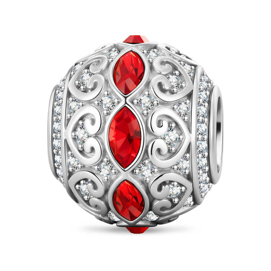 gona- Vibrant Rouge Tarnish-resistant Silver Charms In White Gold Plated - Handcrafted with Swarovski® Crystals