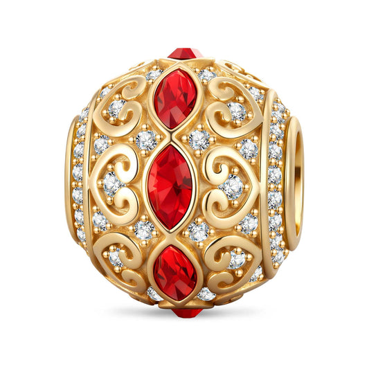 gona- Vibrant Rouge Tarnish-resistant Silver Charms In 14K Gold Plated - Handcrafted with Swarovski® Crystals