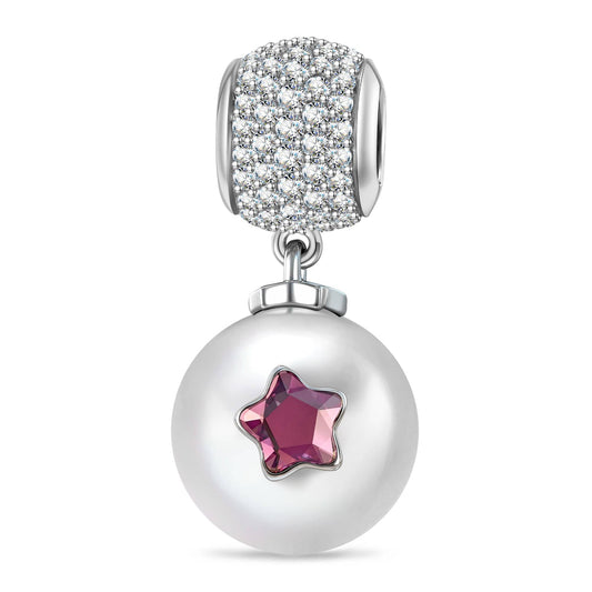 gona- Orchid Pearl Tarnish-Resistant Silver Dangle Charm in White Gold Plated - Handcrafted with SWAROVSKI® Pearls and Crystals