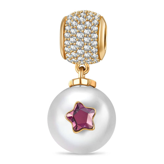 gona- Orchid Pearl Tarnish-Resistant Silver Dangle Charm in 14K Gold Plated - Handcrafted with SWAROVSKI® Pearls and Crystals