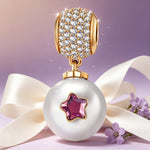 Orchid Pearl Tarnish-Resistant Silver Dangle Charm in 14K Gold Plated - Handcrafted with SWAROVSKI? Pearls and Crystals