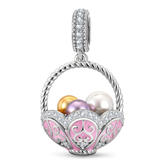 gona- Easter Basket Tarnish-resistant Silver Dangle Charms In White Gold Plated
