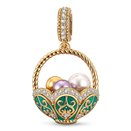 gona- Easter Basket Tarnish-resistant Silver Dangle Charms In 14K Gold Plated