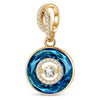 Bermuda Blue Dancing Stone Spinning Tarnish-Resistant Silver Dangle Charm in 14K Gold Plated - Created with Swarovski® Crystals