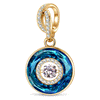 Bermuda Blue Dancing Stone Spinning Tarnish-Resistant Silver Dangle Charm in 14K Gold Plated - Created with Swarovski® Crystals