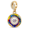 Volcano Rainbow Dancing Stone Spinning Tarnish-Resistant Silver Dangle Charm in 14K Gold Plated - Created with Swarovski® Crystals