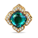 Green Petal Golden Lace Tarnish-resistant Silver Charms In 14K Gold Plated - Created With Swarovski® Crystal