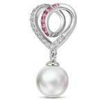 Eternal Love Heart Pearl Tarnish-resistant Silver Dangle Charms In White Gold Plated