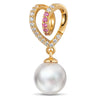 Eternal Love Heart Pearl Tarnish-resistant Silver Dangle Charms In 14K Gold Plated