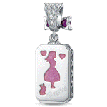 Baguette Purple Bow Dangle Charm Tarnish-Resistant Silver In White Gold Plated - Created with Swarovski® Crystals