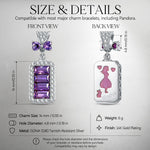 Baguette Purple Bow Dangle Charm Tarnish-Resistant Silver In White Gold Plated - Created with Swarovski® Crystals