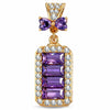Baguette Purple Bow Dangle Charm Tarnish-Resistant Silver In 14K Gold Plated - Created with Swarovski® Crystals