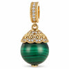 Natural Malachite Tarnish-Resistant Silver Dangle Charm In 14K Gold Plated