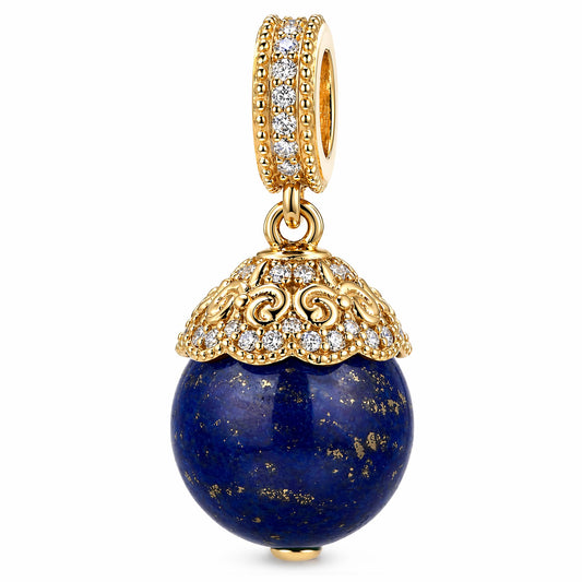 gona- Natural Lapis Lazuli Tarnish-Resistant Silver Dangle Charm In 14K Gold Plated