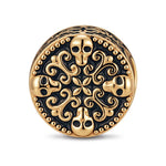 Skulls and Irises XL Size Tarnish-resistant Silver Charms With Enamel In 14K Gold Plated For Men