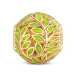 Olive Leaf Tarnish-resistant Silver Charms With Enamel In 14K Gold Plated