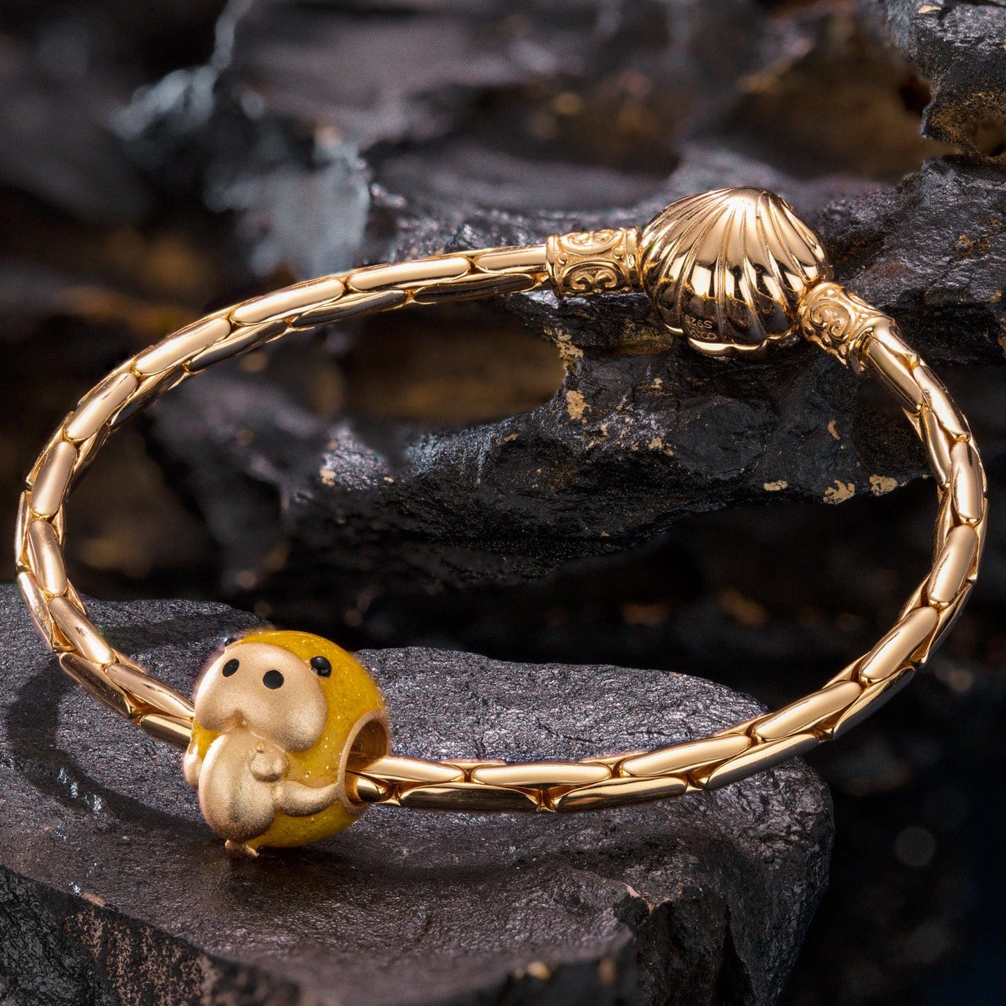 Steller's Sea Cow Tarnish-resistant Silver Charms With Enamel In 14K Gold Plated