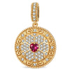 2026 Global Soccer Championship Lab-Created Ruby Heart Dangle Charm in Tarnish-Resistant Silver with 14K Gold Plating