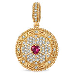 2026 Global Soccer Championship Lab-Created Ruby Heart Dangle Charm in Tarnish-Resistant Silver with 14K Gold Plating
