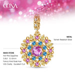 Mandala Dangle Charm with Hot Pink Sapphire Vintage Multicolor Gemstone Accents · 14K Gold-Plated Tarnish-Resistant Silver